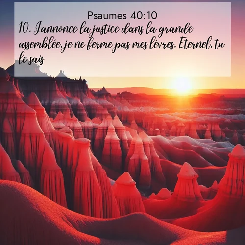 Segond21 Psaumes  ; image nature: image avec le verset biblique :J&#039;annonce la justice dans la grande assemblée, je ne ferme pas mes lèvres, Eternel, tu le sais. ;  ; 40:10