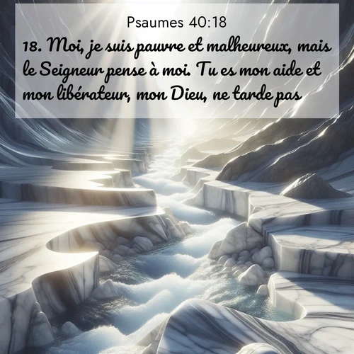 Segond21 Psaumes  ; image nature: image avec le verset biblique :Moi, je suis pauvre et malheureux, mais le Seigneur pense à moi. Tu es mon aide et mon libérateur, mon Dieu, ne tarde pas! ;  ; 40:18