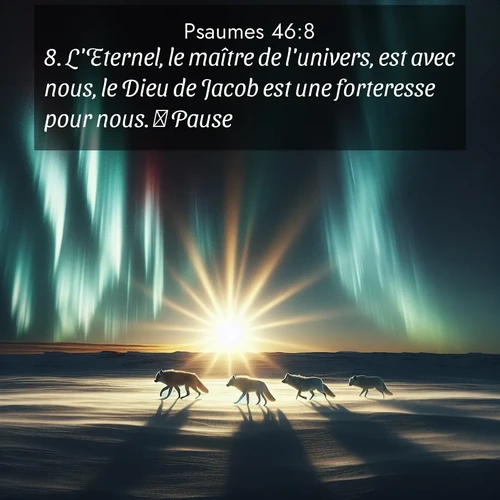 Segond21 Psaumes  ; image nature: image avec le verset biblique :L&#039;Eternel, le maître de l&#039;univers, est avec nous, le Dieu de Jacob est une forteresse pour nous.         Pause. ;  ; 46:8