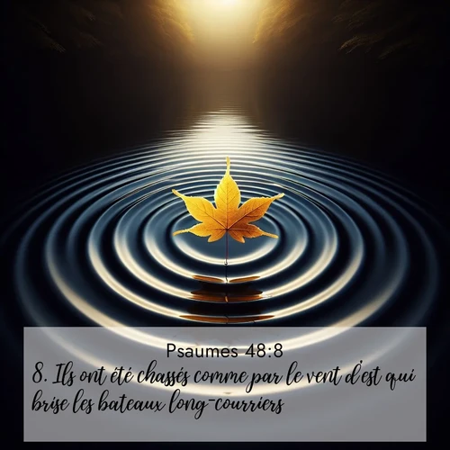 Segond21 Psaumes  ; image nature: image avec le verset biblique :Ils ont été chassés comme par le vent d&#039;est qui brise les bateaux long-courriers. ;  ; 48:8