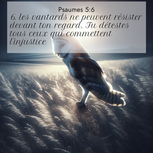 Segond21 Psaumes  ; image nature: image avec le verset biblique :les vantards ne peuvent résister devant ton regard. Tu détestes tous ceux qui commettent l&#039;injustice, ;  ; 5:6