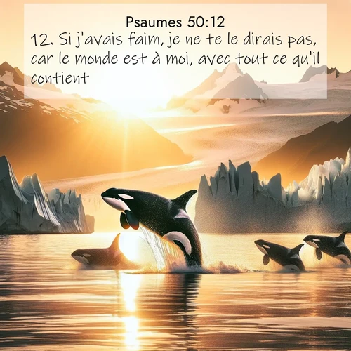 Segond21 Psaumes  ; image nature: image avec le verset biblique :Si j&#039;avais faim, je ne te le dirais pas, car le monde est à moi, avec tout ce qu&#039;il contient. ;  ; 50:12