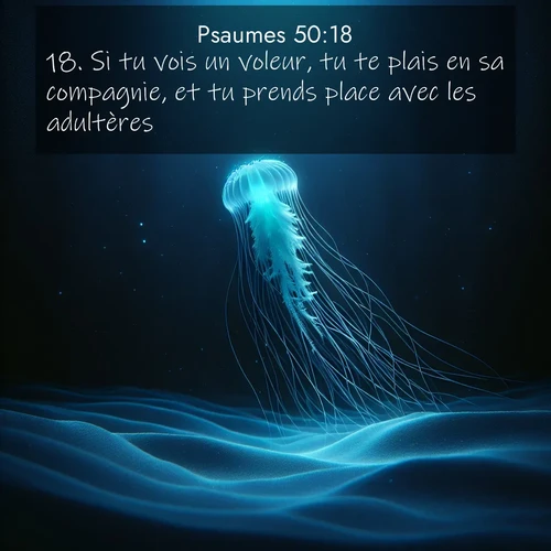 Segond21 Psaumes  ; image nature: image avec le verset biblique :Si tu vois un voleur, tu te plais en sa compagnie, et tu prends place avec les adultères. ;  ; 50:18