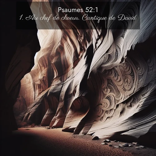 Segond21 Psaumes  ; image nature: image avec le verset biblique :Au chef de choeur. Cantique de David, ;  ; 52:1