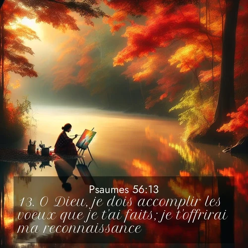 Segond21 Psaumes  ; image nature: image avec le verset biblique :O Dieu, je dois accomplir les voeux que je t&#039;ai faits; je t&#039;offrirai ma reconnaissance, ;  ; 56:13