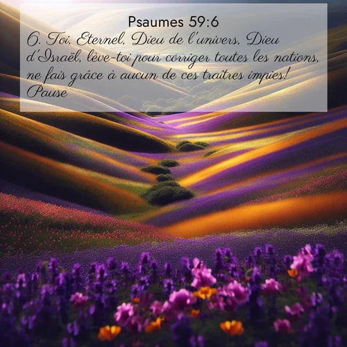 Segond21 Psaumes  ; image nature: image avec le verset biblique :Toi, Eternel, Dieu de l&#039;univers, Dieu d&#039;Israël, lève-toi pour corriger toutes les nations, ne fais grâce à aucun de ces traîtres impies!             Pause. ;  ; 59:6