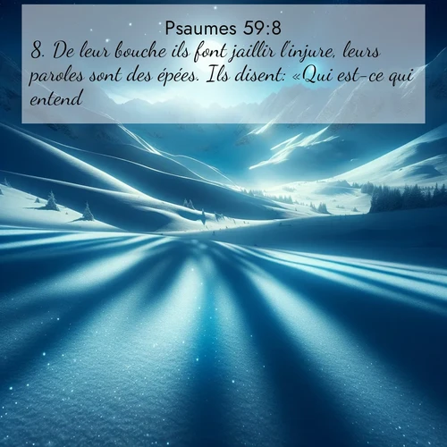 Segond21 Psaumes  ; image nature: image avec le verset biblique :De leur bouche ils font jaillir l&#039;injure, leurs paroles sont des épées. Ils disent: «Qui est-ce qui entend?» ;  ; 59:8