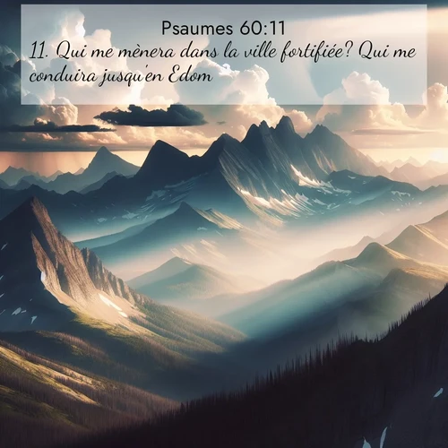 Segond21 Psaumes  ; image nature: image avec le verset biblique :Qui me mènera dans la ville fortifiée? Qui me conduira jusqu&#039;en Edom? ;  ; 60:11