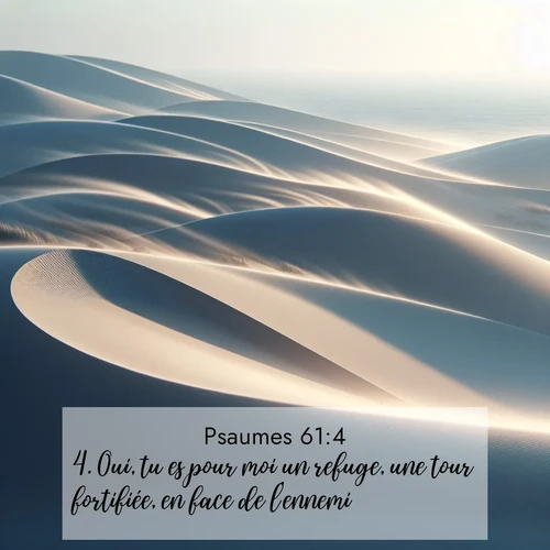 Segond21 Psaumes  ; image nature: image avec le verset biblique :Oui, tu es pour moi un refuge, une tour fortifiée, en face de l&#039;ennemi. ;  ; 61:4