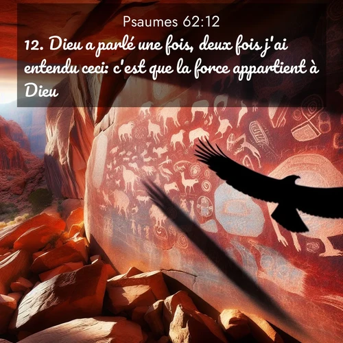 Segond21 Psaumes  ; image nature: image avec le verset biblique :Dieu a parlé une fois, deux fois j&#039;ai entendu ceci: c&#039;est que la force appartient à Dieu. ;  ; 62:12