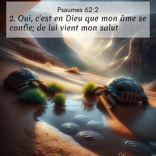 Segond21 Psaumes  ; image nature: image avec le verset biblique :Oui, c&#039;est en Dieu que mon âme se confie; de lui vient mon salut. ;  ; 62:2