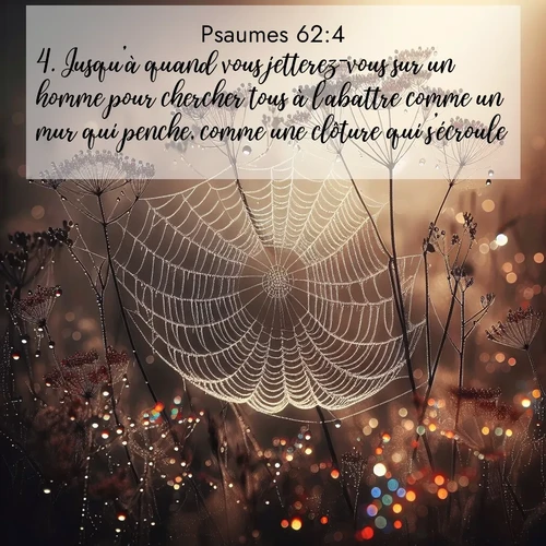 Segond21 Psaumes  ; image nature: image avec le verset biblique :Jusqu&#039;à quand vous jetterez-vous sur un homme pour chercher tous à l&#039;abattre comme un mur qui penche, comme une clôture qui s&#039;écroule? ;  ; 62:4