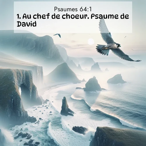 Segond21 Psaumes  ; image nature: image avec le verset biblique :Au chef de choeur. Psaume de David. ;  ; 64:1