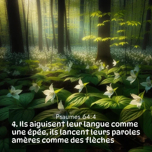 Segond21 Psaumes  ; image nature: image avec le verset biblique :Ils aiguisent leur langue comme une épée, ils lancent leurs paroles amères comme des flèches ;  ; 64:4