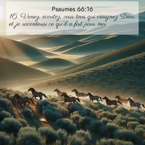 Segond21 Psaumes  ; image nature: image avec le verset biblique :Venez, écoutez, vous tous qui craignez Dieu, et je raconterai ce qu&#039;il a fait pour moi. ;  ; 66:16