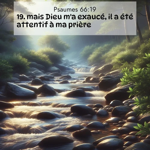 Segond21 Psaumes  ; image nature: image avec le verset biblique :mais Dieu m&#039;a exaucé, il a été attentif à ma prière. ;  ; 66:19