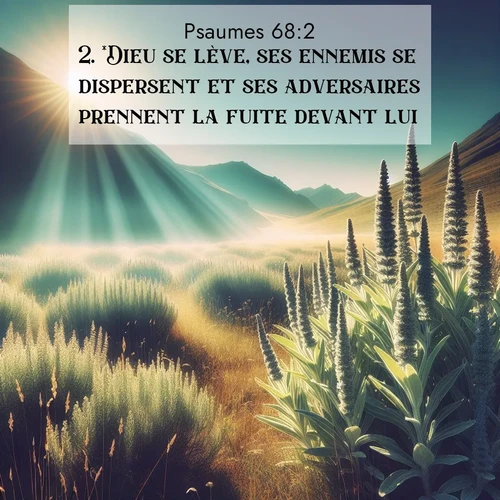Segond21 Psaumes  ; image nature: image avec le verset biblique :*Dieu se lève, ses ennemis se dispersent et ses adversaires prennent la fuite devant lui. ;  ; 68:2