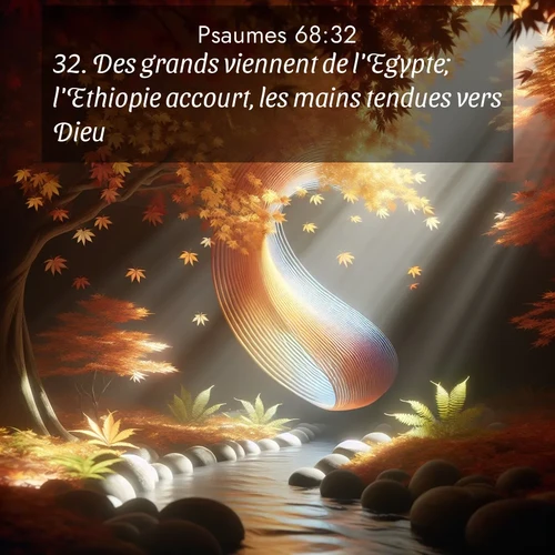 Segond21 Psaumes  ; image nature: image avec le verset biblique :Des grands viennent de l&#039;Egypte; l&#039;Ethiopie accourt, les mains tendues vers Dieu. ;  ; 68:32