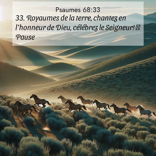 Segond21 Psaumes  ; image nature: image avec le verset biblique :Royaumes de la terre, chantez en l&#039;honneur de Dieu, célébrez le Seigneur!              Pause. ;  ; 68:33