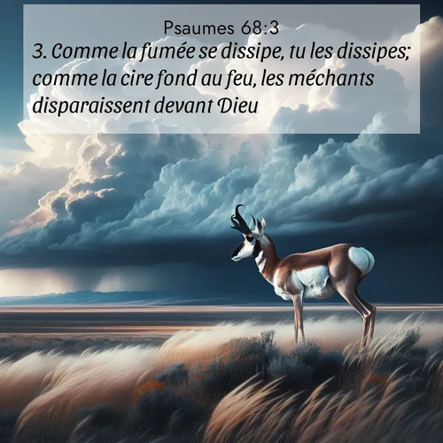 Segond21 Psaumes  ; image nature: image avec le verset biblique :Comme la fumée se dissipe, tu les dissipes; comme la cire fond au feu, les méchants disparaissent devant Dieu. ;  ; 68:3