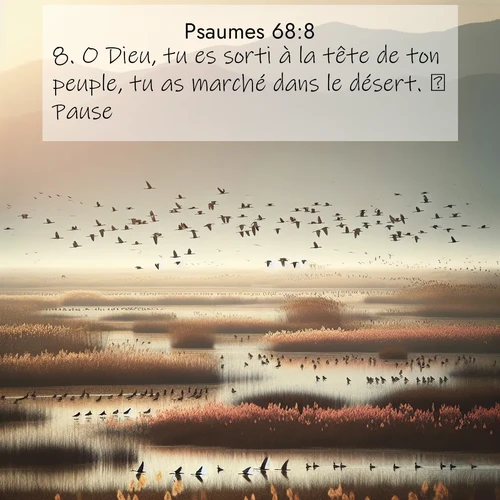 Segond21 Psaumes  ; image nature: image avec le verset biblique :O Dieu, tu es sorti à la tête de ton peuple, tu as marché dans le désert.   Pause. ;  ; 68:8