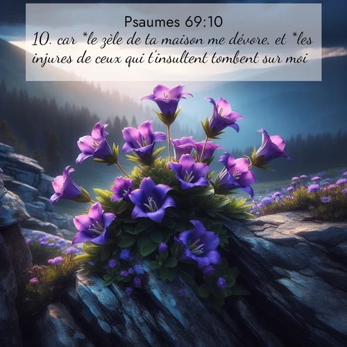 Segond21 Psaumes  ; image nature: image avec le verset biblique :car *le zèle de ta maison me dévore, et *les injures de ceux qui t&#039;insultent tombent sur moi. ;  ; 69:10