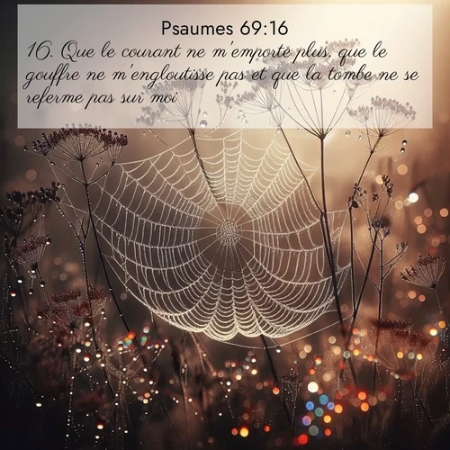 Segond21 Psaumes  ; image nature: image avec le verset biblique :Que le courant ne m&#039;emporte plus, que le gouffre ne m&#039;engloutisse pas et que la tombe ne se referme pas sur moi! ;  ; 69:16