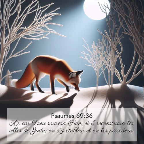 Segond21 Psaumes  ; image nature: image avec le verset biblique :car Dieu sauvera Sion, et il reconstruira les villes de Juda; on s&#039;y établira et on les possédera. ;  ; 69:36