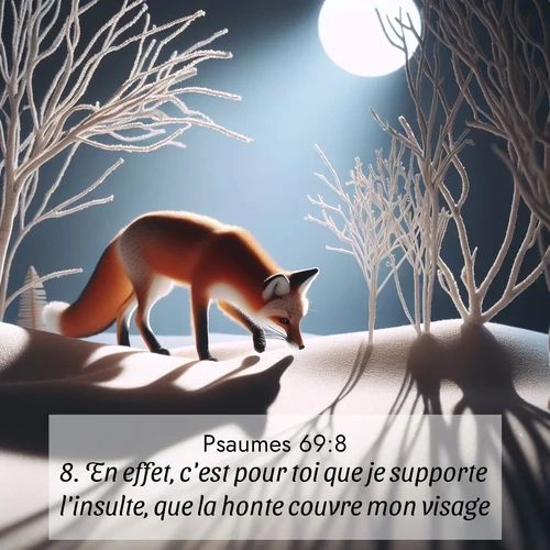 Segond21 Psaumes  ; image nature: image avec le verset biblique :En effet, c&#039;est pour toi que je supporte l&#039;insulte, que la honte couvre mon visage. ;  ; 69:8
