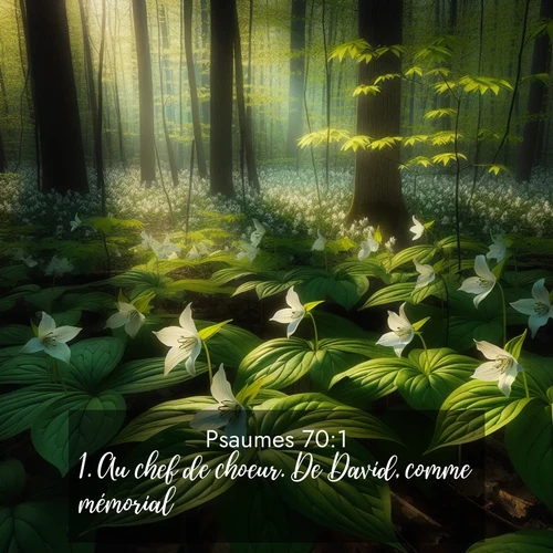 Segond21 Psaumes  ; image nature: image avec le verset biblique :Au chef de choeur. De David, comme mémorial. ;  ; 70:1