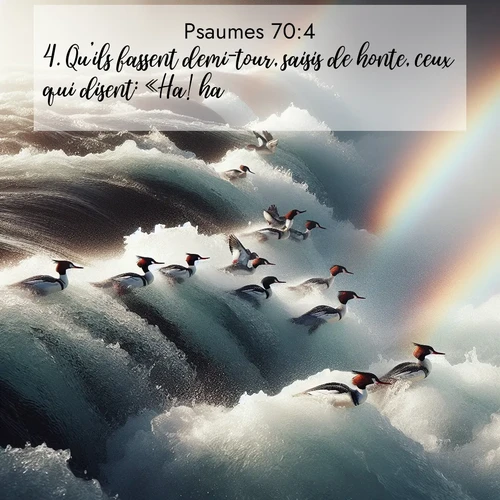 Segond21 Psaumes  ; image nature: image avec le verset biblique :Qu&#039;ils fassent demi-tour, saisis de honte, ceux qui disent: «Ha! ha!» ;  ; 70:4