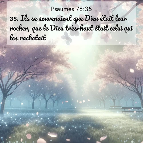 Segond21 Psaumes  ; image nature: image avec le verset biblique :Ils se souvenaient que Dieu était leur rocher, que le Dieu très-haut était celui qui les rachetait. ;  ; 78:35