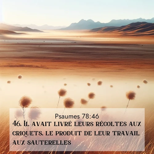Segond21 Psaumes  ; image nature: image avec le verset biblique :Il avait livré leurs récoltes aux criquets, le produit de leur travail aux sauterelles. ;  ; 78:46