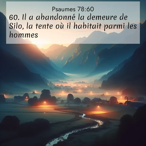 Segond21 Psaumes  ; image nature: image avec le verset biblique :Il a abandonné la demeure de Silo, la tente où il habitait parmi les hommes. ;  ; 78:60