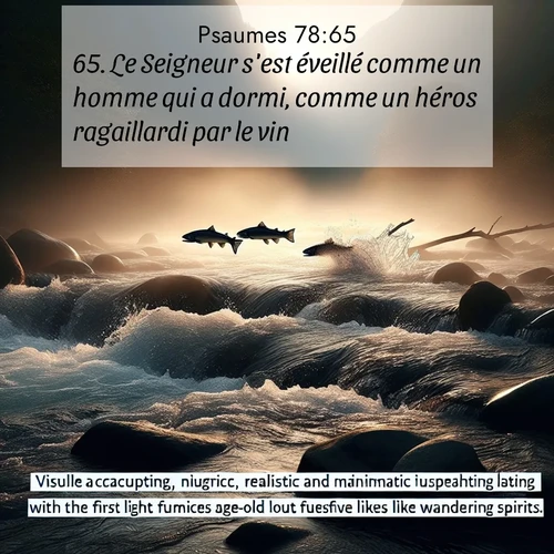 Segond21 Psaumes  ; image nature: image avec le verset biblique :Le Seigneur s&#039;est éveillé comme un homme qui a dormi, comme un héros ragaillardi par le vin. ;  ; 78:65