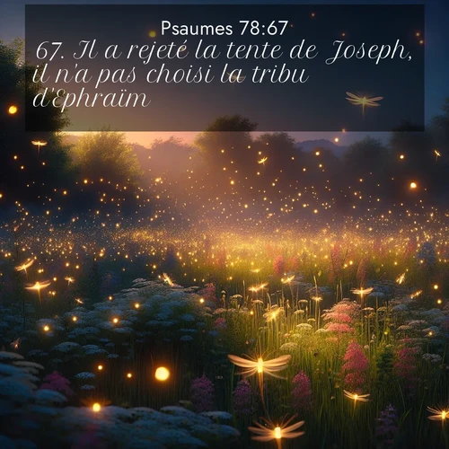 Segond21 Psaumes  ; image nature: image avec le verset biblique :Il a rejeté la tente de Joseph, il n&#039;a pas choisi la tribu d&#039;Ephraïm, ;  ; 78:67