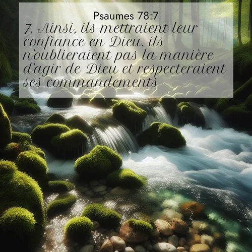 Segond21 Psaumes  ; image nature: image avec le verset biblique :Ainsi, ils mettraient leur confiance en Dieu, ils n&#039;oublieraient pas la manière d&#039;agir de Dieu et respecteraient ses commandements. ;  ; 78:7