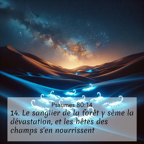 Segond21 Psaumes  ; image nature: image avec le verset biblique :Le sanglier de la forêt y sème la dévastation, et les bêtes des champs s&#039;en nourrissent. ;  ; 80:14
