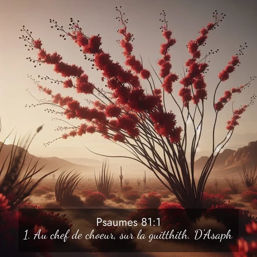 Segond21 Psaumes  ; image nature: image avec le verset biblique :Au chef de choeur, sur la guitthith. D&#039;Asaph. ;  ; 81:1