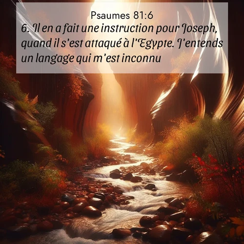 Segond21 Psaumes  ; image nature: image avec le verset biblique :Il en a fait une instruction pour Joseph, quand il s&#039;est attaqué à l&#039;Egypte. J&#039;entends un langage qui m&#039;est inconnu: ;  ; 81:6