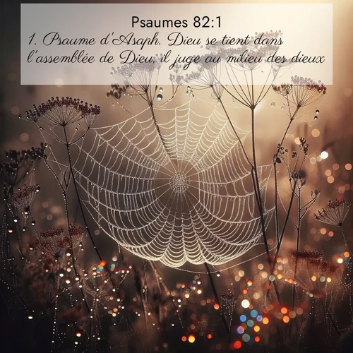 Segond21 Psaumes  ; image nature: image avec le verset biblique :Psaume d&#039;Asaph. Dieu se tient dans l&#039;assemblée de Dieu, il juge au milieu des dieux: ;  ; 82:1