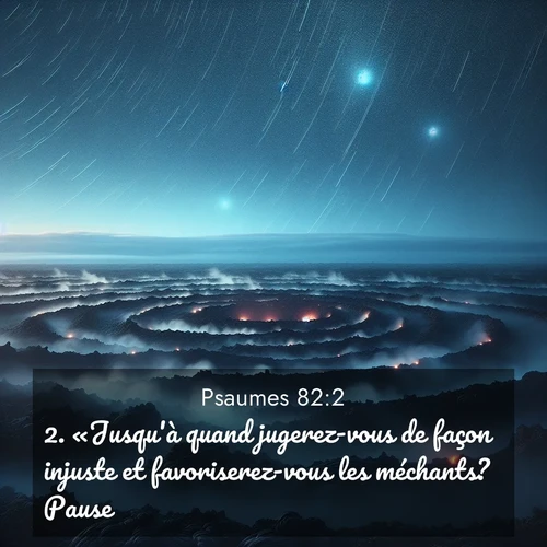 Segond21 Psaumes  ; image nature: image avec le verset biblique :«Jusqu&#039;à quand jugerez-vous de façon injuste et favoriserez-vous les méchants?     Pause. ;  ; 82:2