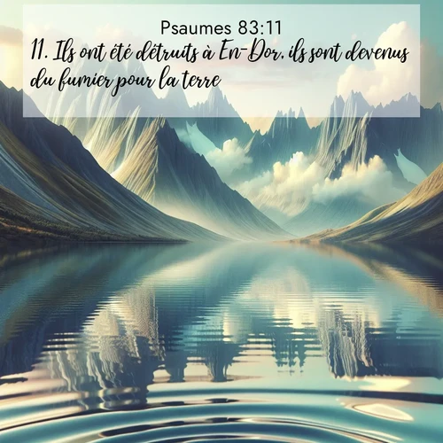 Segond21 Psaumes  ; image nature: image avec le verset biblique :Ils ont été détruits à En-Dor, ils sont devenus du fumier pour la terre. ;  ; 83:11