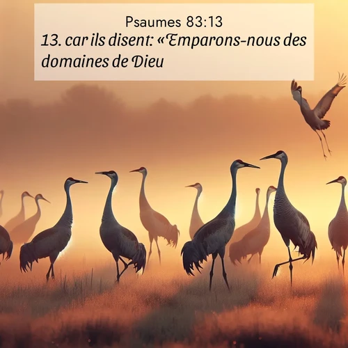 Segond21 Psaumes  ; image nature: image avec le verset biblique :car ils disent: «Emparons-nous des domaines de Dieu!» ;  ; 83:13