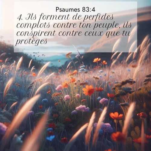 Segond21 Psaumes  ; image nature: image avec le verset biblique :Ils forment de perfides complots contre ton peuple, ils conspirent contre ceux que tu protèges: ;  ; 83:4