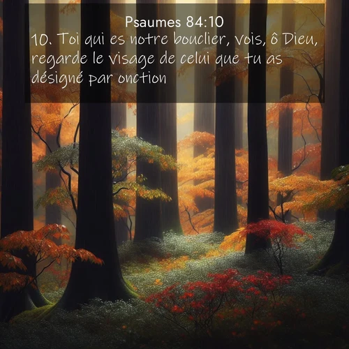 Segond21 Psaumes  ; image nature: image avec le verset biblique :Toi qui es notre bouclier, vois, ô Dieu, regarde le visage de celui que tu as désigné par onction! ;  ; 84:10