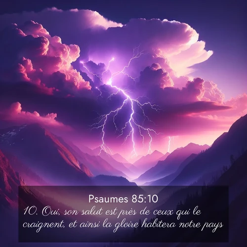 Segond21 Psaumes  ; image nature: image avec le verset biblique :Oui, son salut est près de ceux qui le craignent, et ainsi la gloire habitera notre pays. ;  ; 85:10