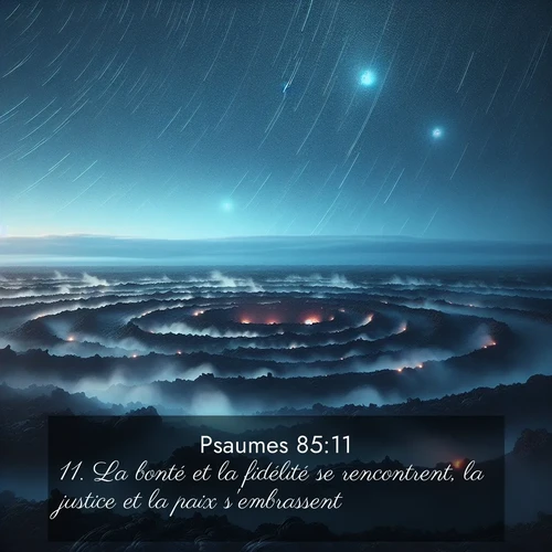 Segond21 Psaumes  ; image nature: image avec le verset biblique :La bonté et la fidélité se rencontrent, la justice et la paix s&#039;embrassent; ;  ; 85:11