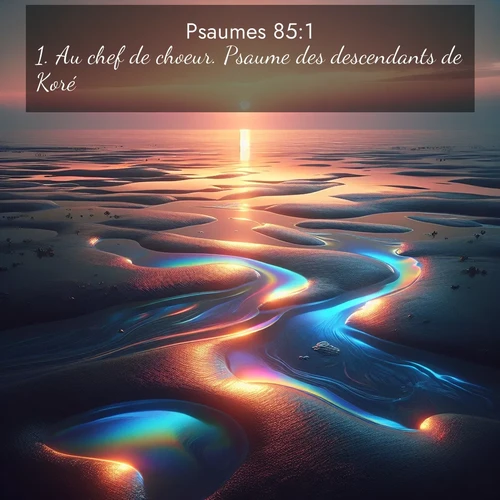 Segond21 Psaumes  ; image nature: image avec le verset biblique :Au chef de choeur. Psaume des descendants de Koré. ;  ; 85:1