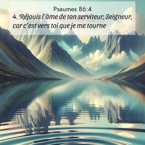 Segond21 Psaumes  ; image nature: image avec le verset biblique :Réjouis l&#039;âme de ton serviteur, Seigneur, car c&#039;est vers toi que je me tourne. ;  ; 86:4
